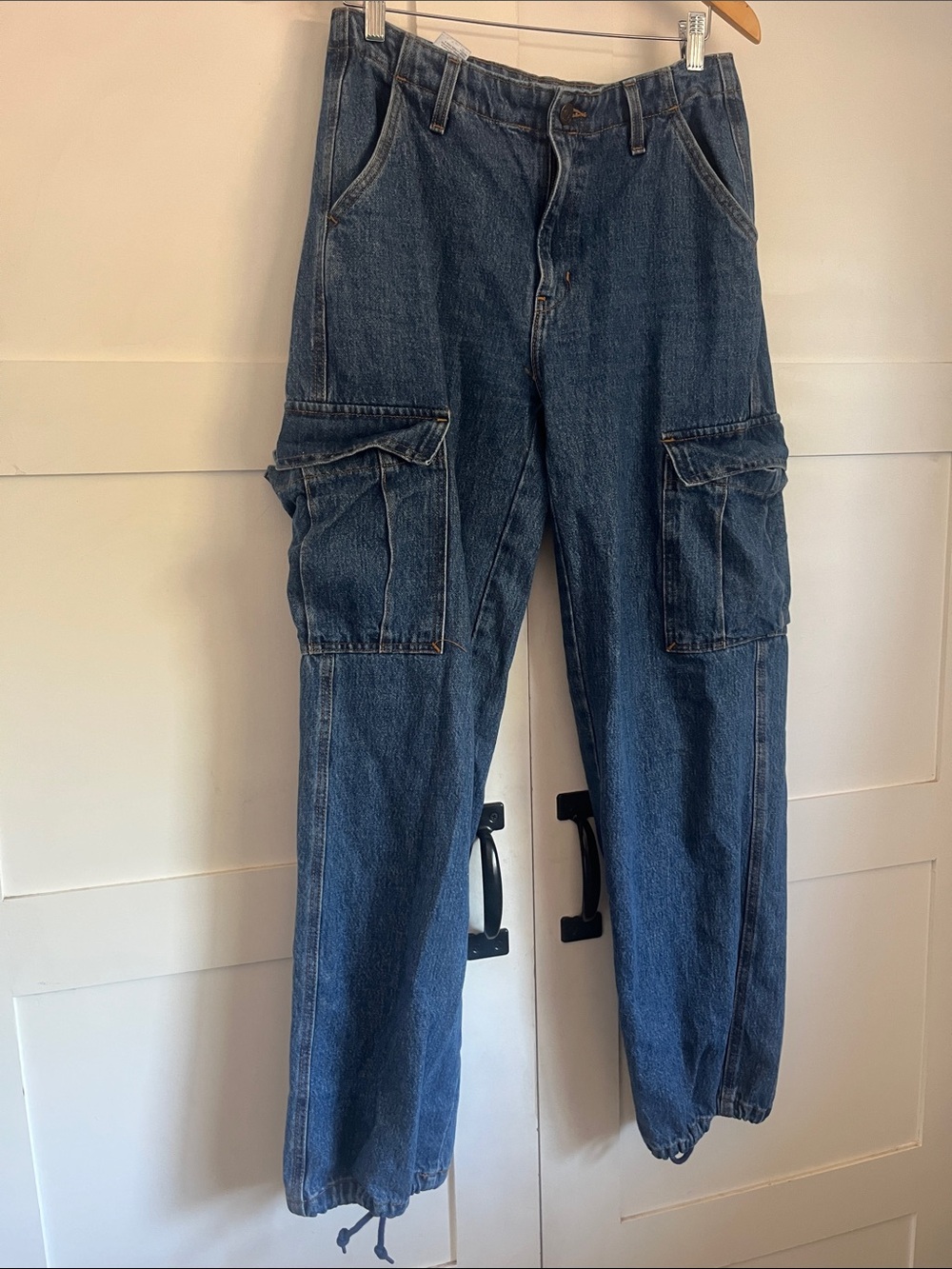 Men's Dark Blue Denim Cargo Pants
